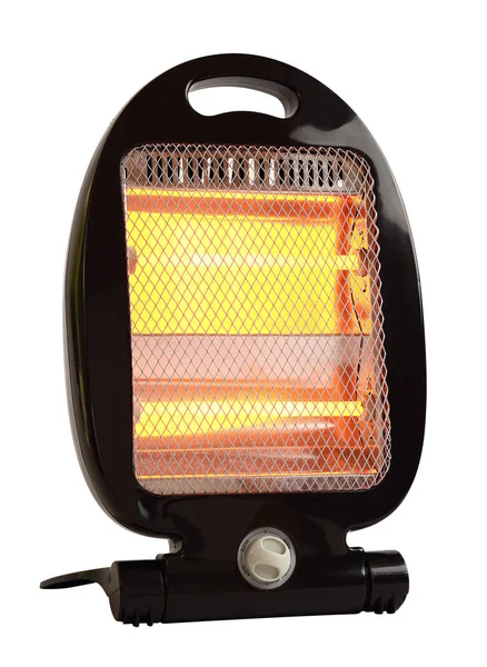 Quartz Halogen Heater Glowing Bars Isolated Clipping Path — Stock Photo, Image