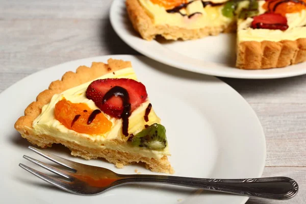 Fruchtkuchen Mit Teigcreme — Stockfoto