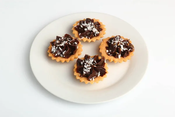 Mini Chocolate Tarts Plate — Stock Photo, Image