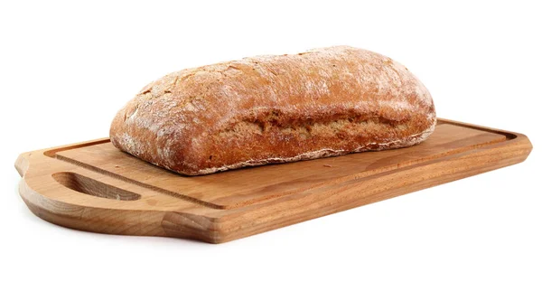 Bochenek Chleba Żytniego Deski Krojenia Białym Tle Ścieżką Przycinającą — Zdjęcie stockowe