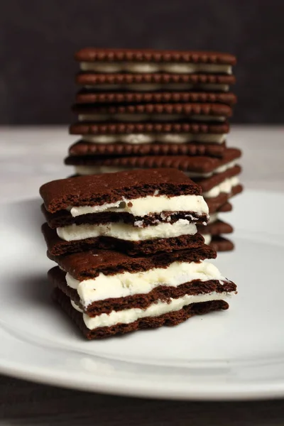 Шоколадне Кремове Печиво Сендвіч — стокове фото