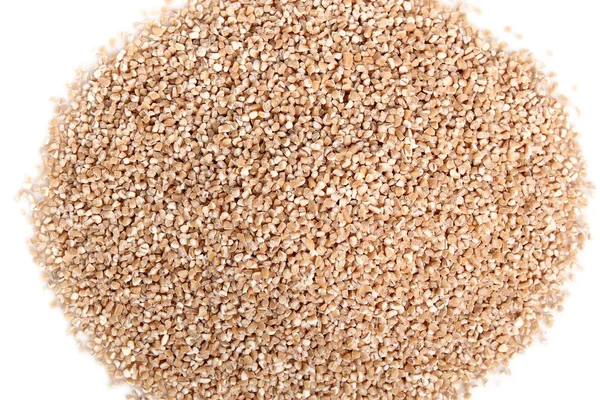 スペルト小麦のひき割り 白い背景上に分離 直接上記 — ストック写真