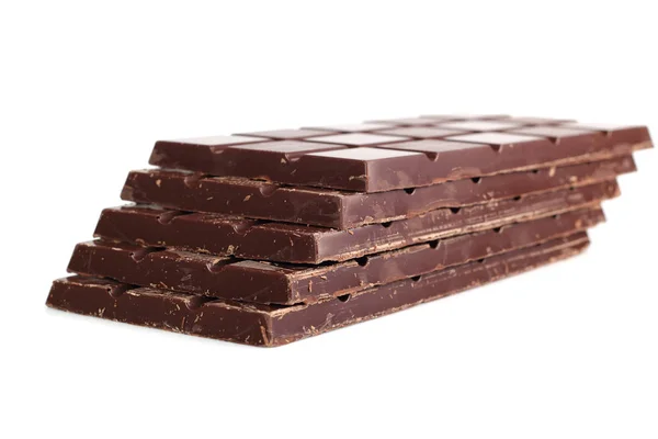 Mörk Choklad Tablett Stack Isolerad Vit Bakgrund — Stockfoto