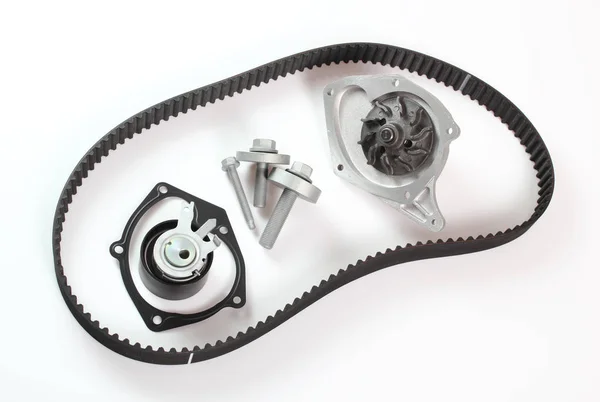 Timing Cam Tensioner Belt Kit with Water Pump. Isolated on white background.