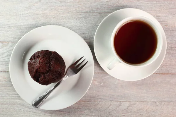 Chocolate Cupcake Cup Tea — Stock Photo, Image