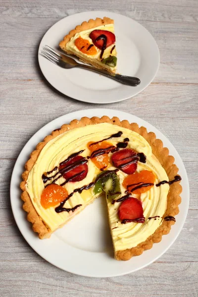 Fruchtkuchen Mit Teigcreme — Stockfoto