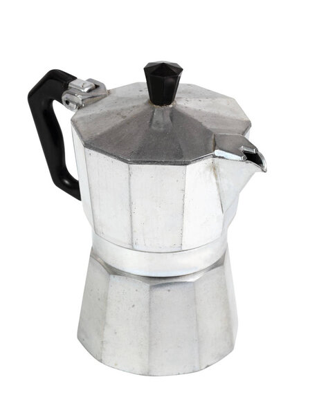 geyser coffee maker on white background