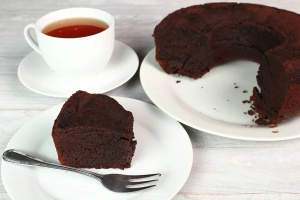 Bolo Uísque Chocolate Chá Preto — Fotografia de Stock