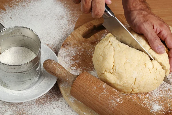 Faccio Biscotti Croissant Con Marmellata Serie Pasta Taglio — Foto Stock