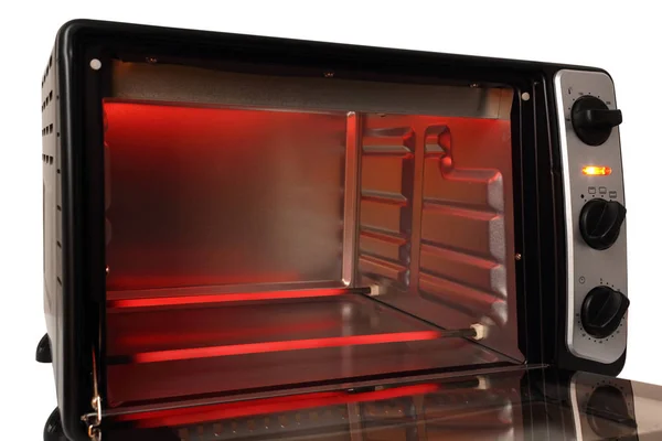 Gloeiende Rood Verwarmingselementen Elektrische Oven Geïsoleerd Met Uitknippad — Stockfoto