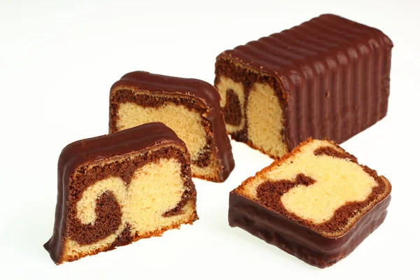 Schokolade Glasierter Marmorbrot Kuchen — Stockfoto