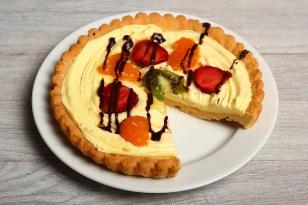 Crostata Frutta Con Crema Pasticcera — Foto Stock