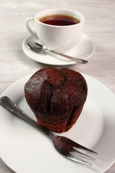 Cupcake Chocolat Tasse Thé — Photo