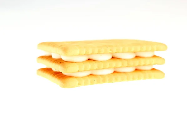 Cream Cookie Sandwich White Background — Stock Photo, Image