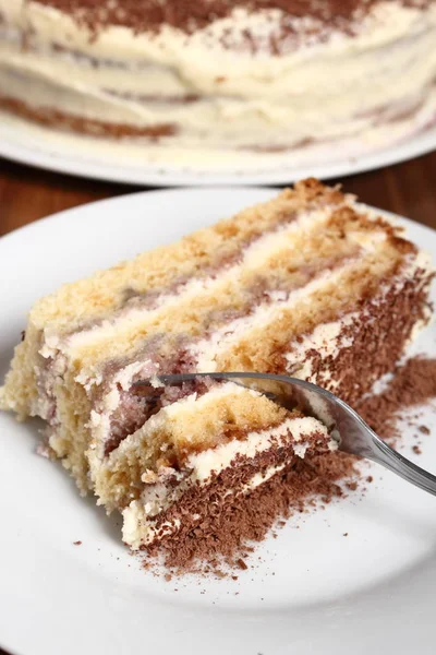 Bolo Camada Com Creme Manteiga Geléia — Fotografia de Stock