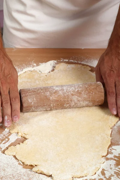 Making Croissant Cookies Jam Series Rolling Dough — Stock Photo, Image