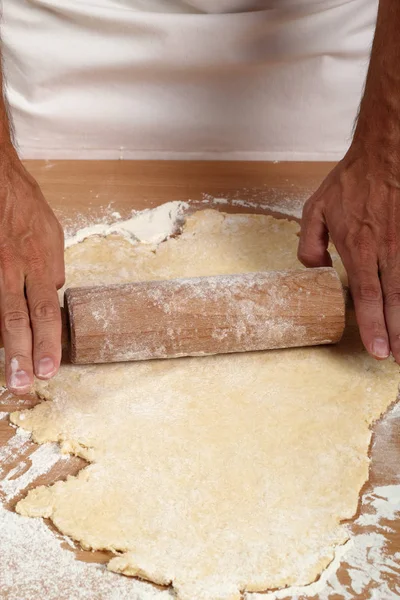 Making Croissant Cookies Jam Series Rolling Dough — Stock Photo, Image