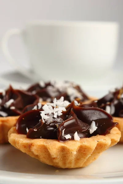 Mini Chocolate Tarts Plate — Stock Photo, Image