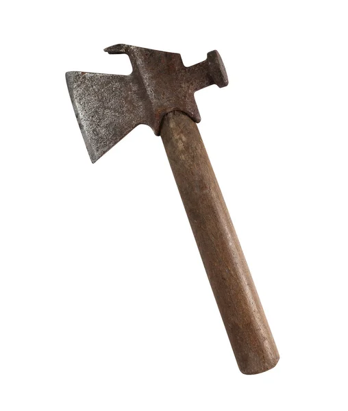 Ferramenta Vintage Punho Madeira Hatchet Hammer Axe Crowbar Isolado Com — Fotografia de Stock