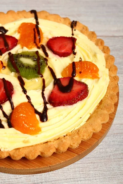 Crostata Frutta Con Crema Pasticcera — Foto Stock