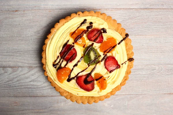 Tarta Frutas Con Crema Pastelera — Foto de Stock