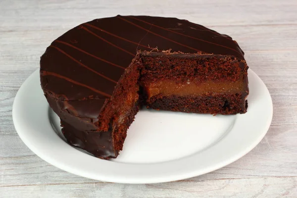 Finom Csokoládé Torta Sachertorte — Stock Fotó