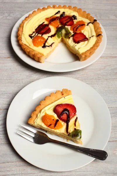 Tarta Frutas Con Crema Pastelera — Foto de Stock