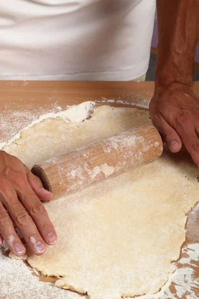 Faccio Biscotti Croissant Con Marmellata Serie Pasta Rotolante — Foto Stock