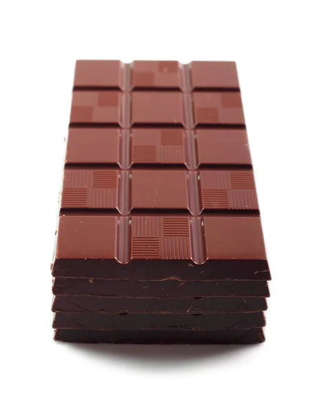 Pila Tabletas Chocolate Negro Aislado Sobre Fondo Blanco —  Fotos de Stock