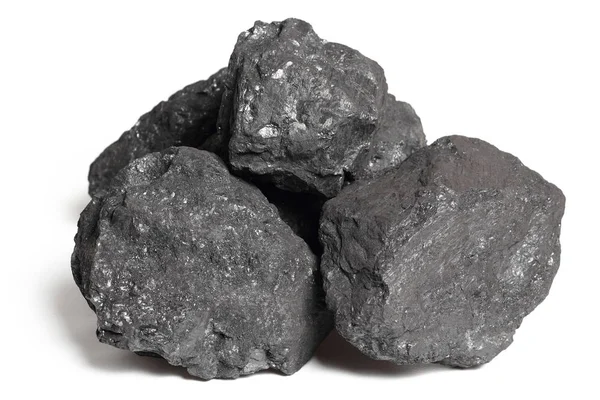 Pedra Carvão Isolado Sobre Fundo Branco — Fotografia de Stock