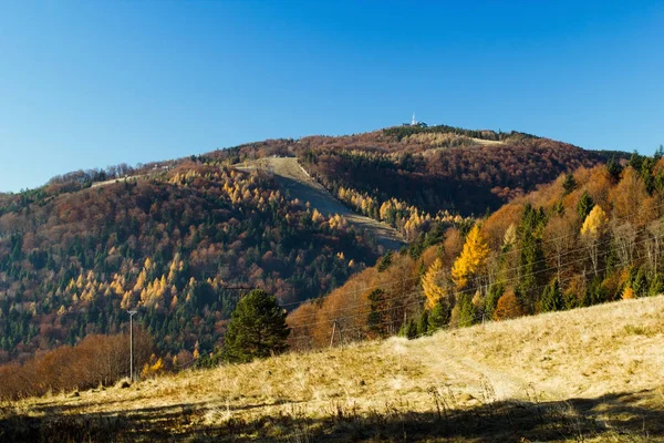 Beschleppt Berge Herbst Von Jaworzyna Bereich Der Nähe Piwniczna Zdroj — Stockfoto