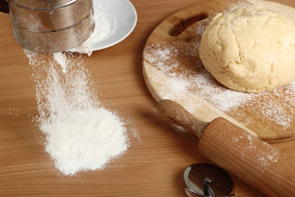 Faccio Biscotti Croissant Con Marmellata Serie Preparazione All Impasto Rotolante — Foto Stock