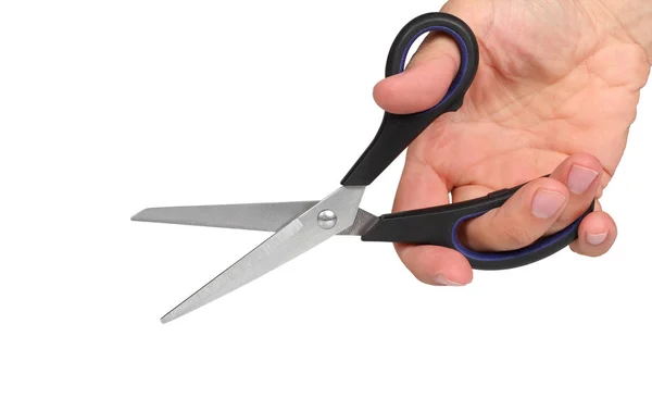 Hand Holding Scissors Isolated White Background — Stock Photo, Image