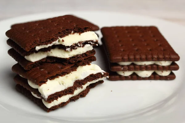 Choklad Grädde Cookie Smörgås — Stockfoto