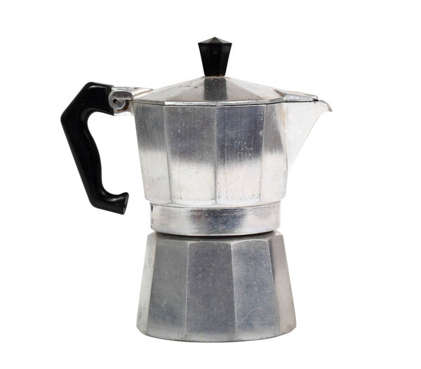 geyser coffee maker on white background