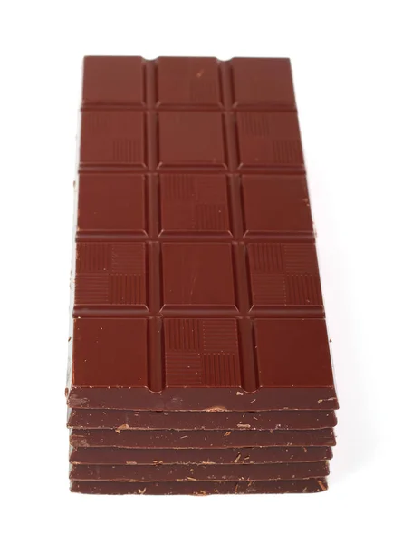 Tavoletta Cioccolato Fondente Stack Isolato Sfondo Bianco — Foto Stock