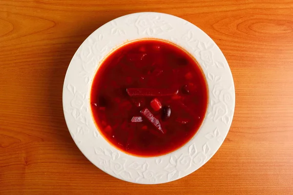 Borsch Sockerbetor Soppa Med Bönor Direkt Ovanför — Stockfoto