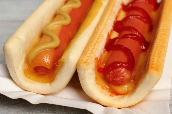 Hot Dog Ketchup Mustard — Stock Photo, Image