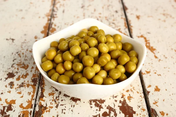 Guisantes Verdes Enlatados Tazón —  Fotos de Stock