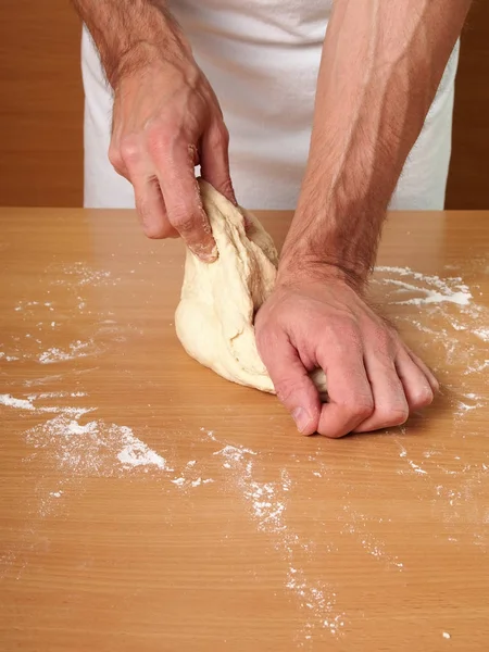 Kneading Dough Making Dough Preparation Meat Dumplings — Stock Photo, Image