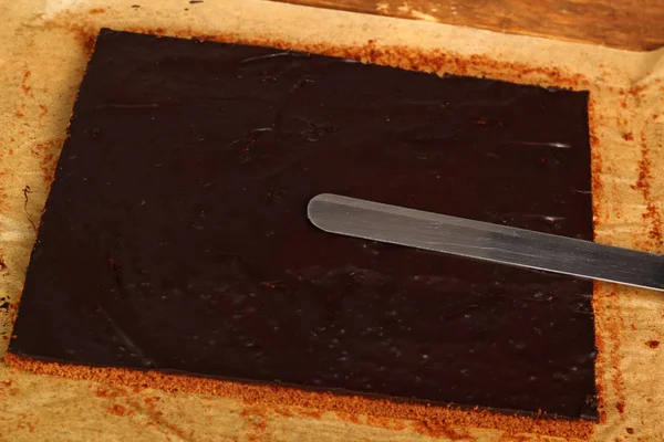 Dokonywanie Czekoladowe Brownie Serii — Zdjęcie stockowe