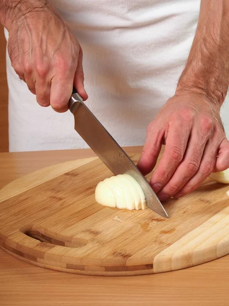 Zwiebeln Schneiden Füllungen Machen Zubereitung Von Fleischklößen — Stockfoto