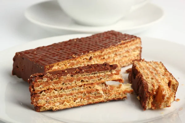 Chocolate Covered Wafer Cup Tea — Stock Photo, Image