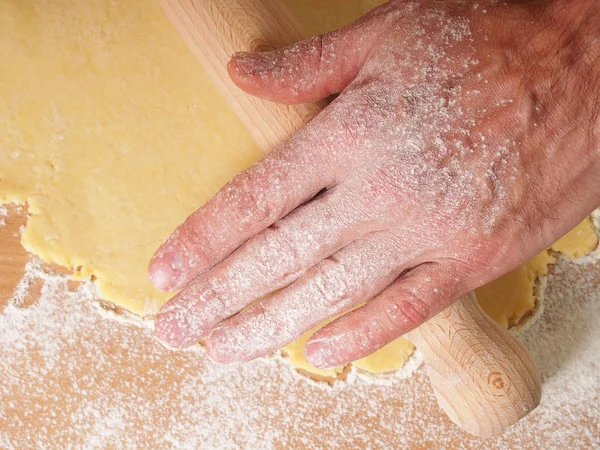 Stendete Pasta Arrotondare Fare Torta Mele Serie Crostata — Foto Stock