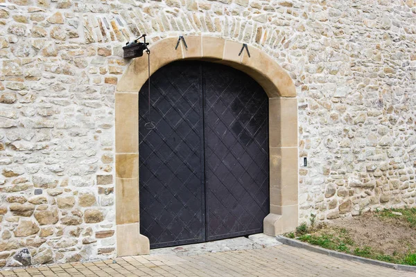 Metal Doors Old Stone Building — Stock Photo, Image