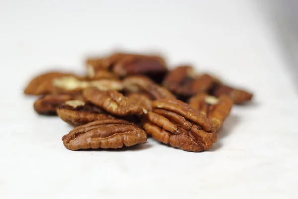 Pecan Nut Halves Isolated White Background — Stock Photo, Image