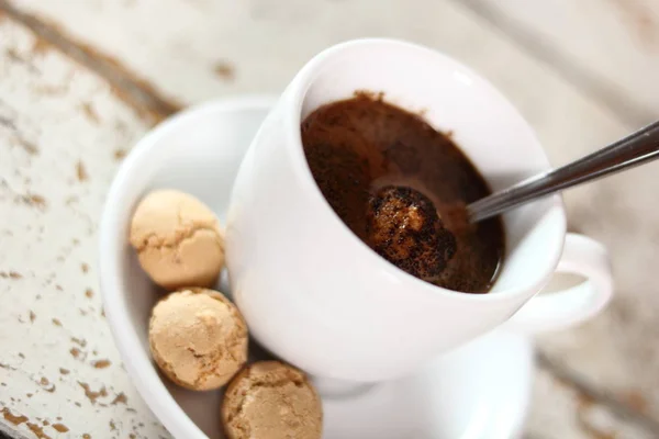 Amaretti Biscuits Coffee Cup — Stock Photo, Image