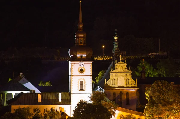 Stad Bij Nacht Het Klooster Van Clarissen Stary Sacz Polen — Stockfoto