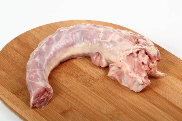 Tábla Nyers Csirkehússal Izolált Fehér Háttér — Stock Fotó