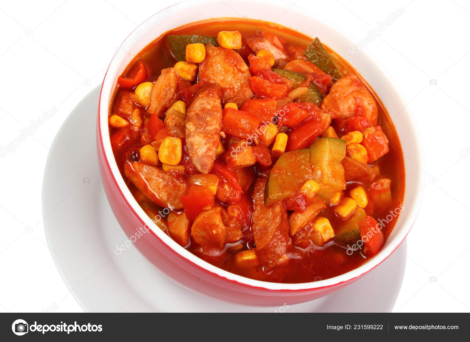Vegetable Stew Zucchini Bell Pepper Corn Tomat Dengan Sausage Lecho Stok Foto C Ffolas 231599222